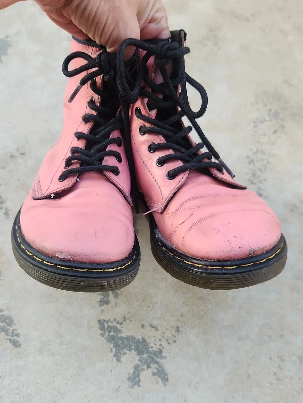 Dr. Martens 1460 Pink Lace-Up Combat Boots Size 2 Kids Girls Classic Punk Style